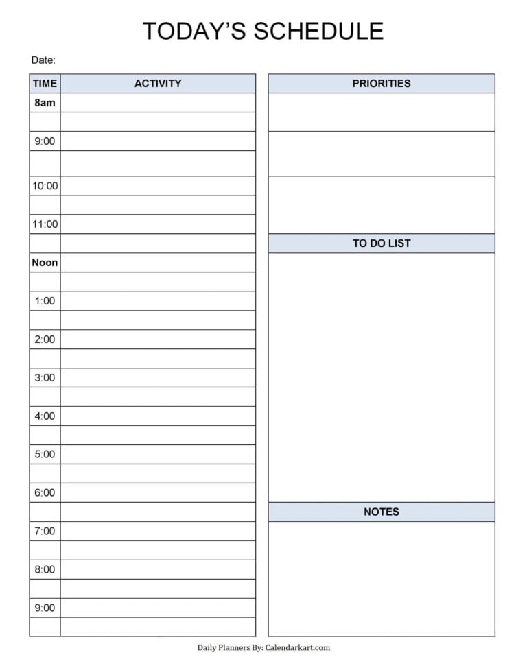 Free Printable Hourly Planner Template