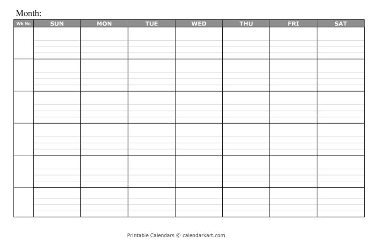 Free Printable Blank Calendar Templates - CalendarKart