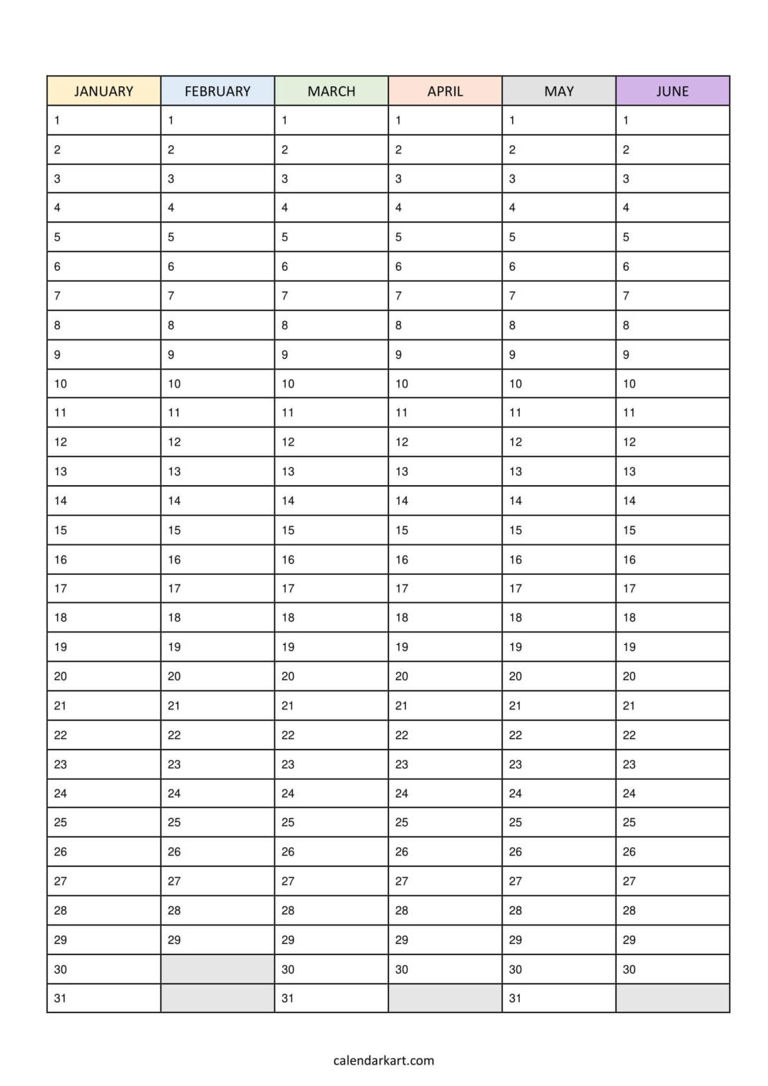 Free Printable Blank Calendar Templates - CalendarKart