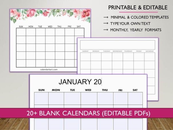 Download Free Printable Blank Calendar Templates | CalendarKart