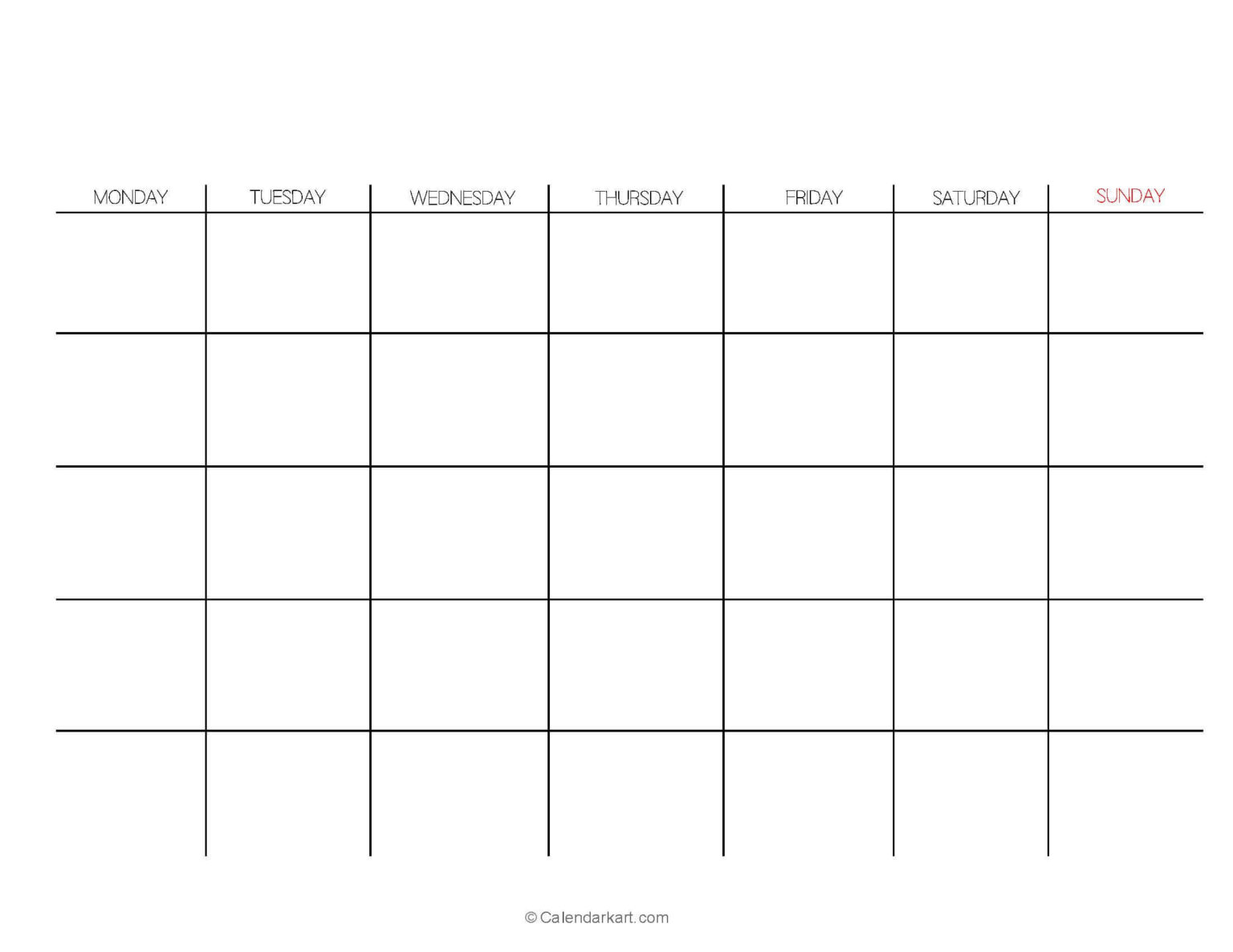 Download Free Printable Blank Calendar Templates | CalendarKart