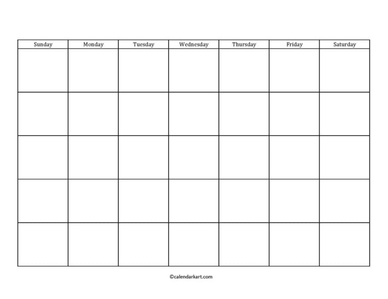 Free Printable Blank Calendar Templates - CalendarKart