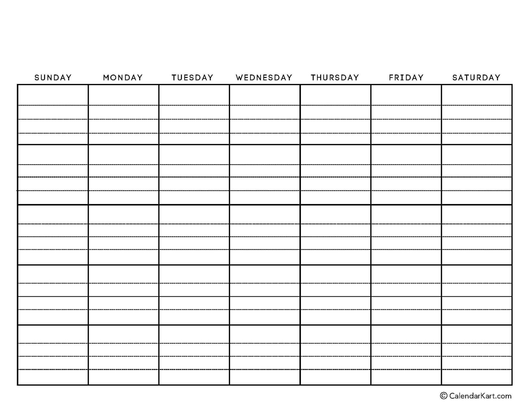 Printable Monthly, Weekly And Yearly Blank Calendar Templates