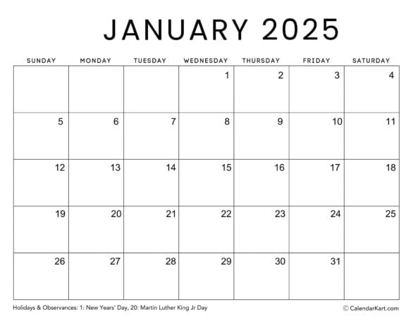 Free Printable Monthly Calendars 2025 - CalendarKart
