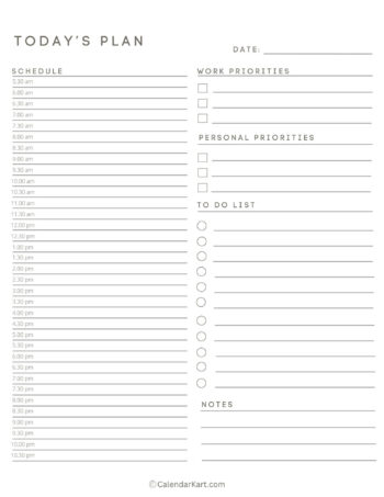 Free Printable Hourly Planner Template