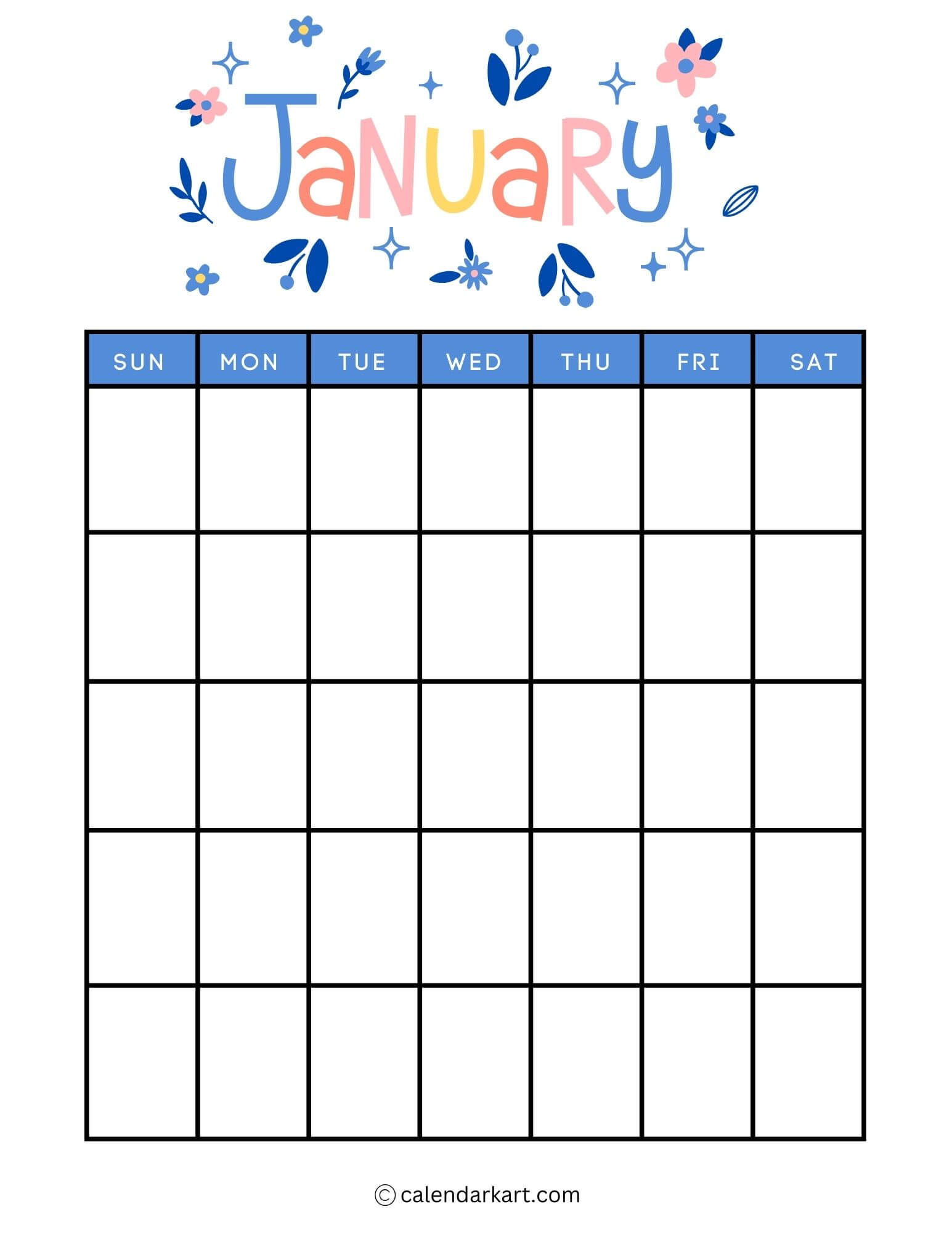 40+ Printable January 2025 Calendars | free pdf - CalendarKart
