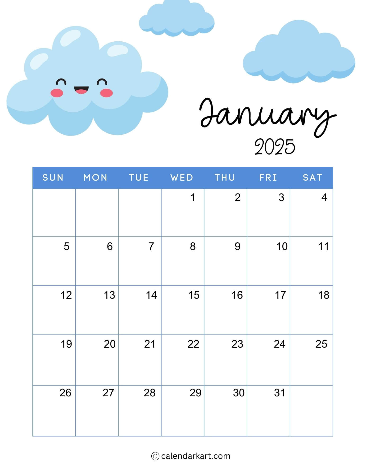 40+ Printable January 2025 Calendars | free pdf - CalendarKart