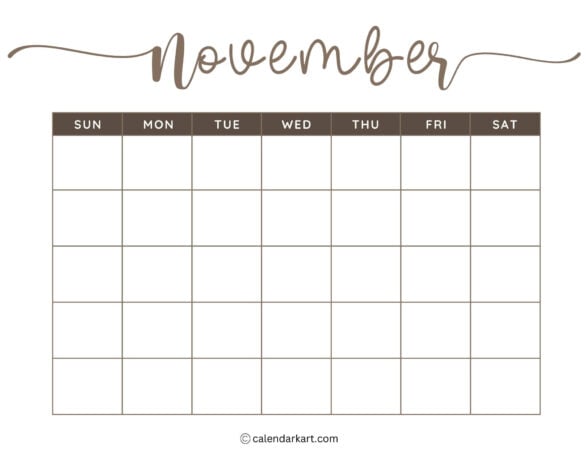 Printable Blank Calendar Template 1