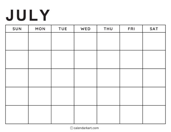 Printable Blank Calendar Template 25