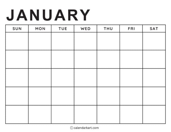 Printable Blank Calendar Template 26