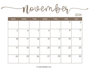 38 printable november 2024 calendars | free pdf - CalendarKart