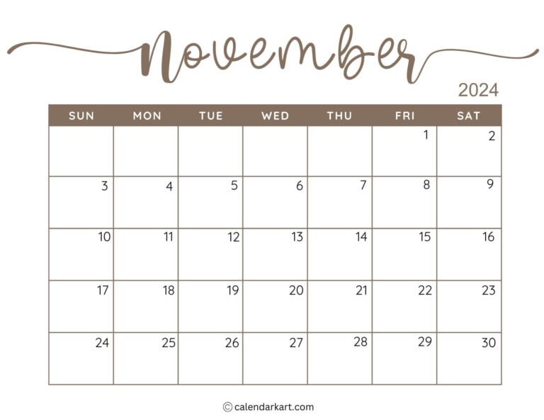 November 2024 Calendars Printable - Printable November 2024 Calendar 1 768x593
