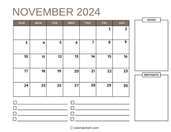 38 printable november 2024 calendars | free pdf - CalendarKart