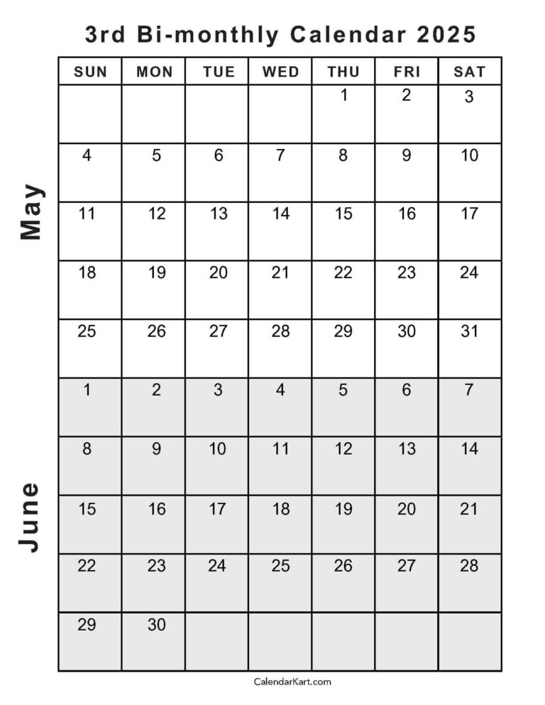 Printable May June 2025 Calendar Templates | Calendarkart