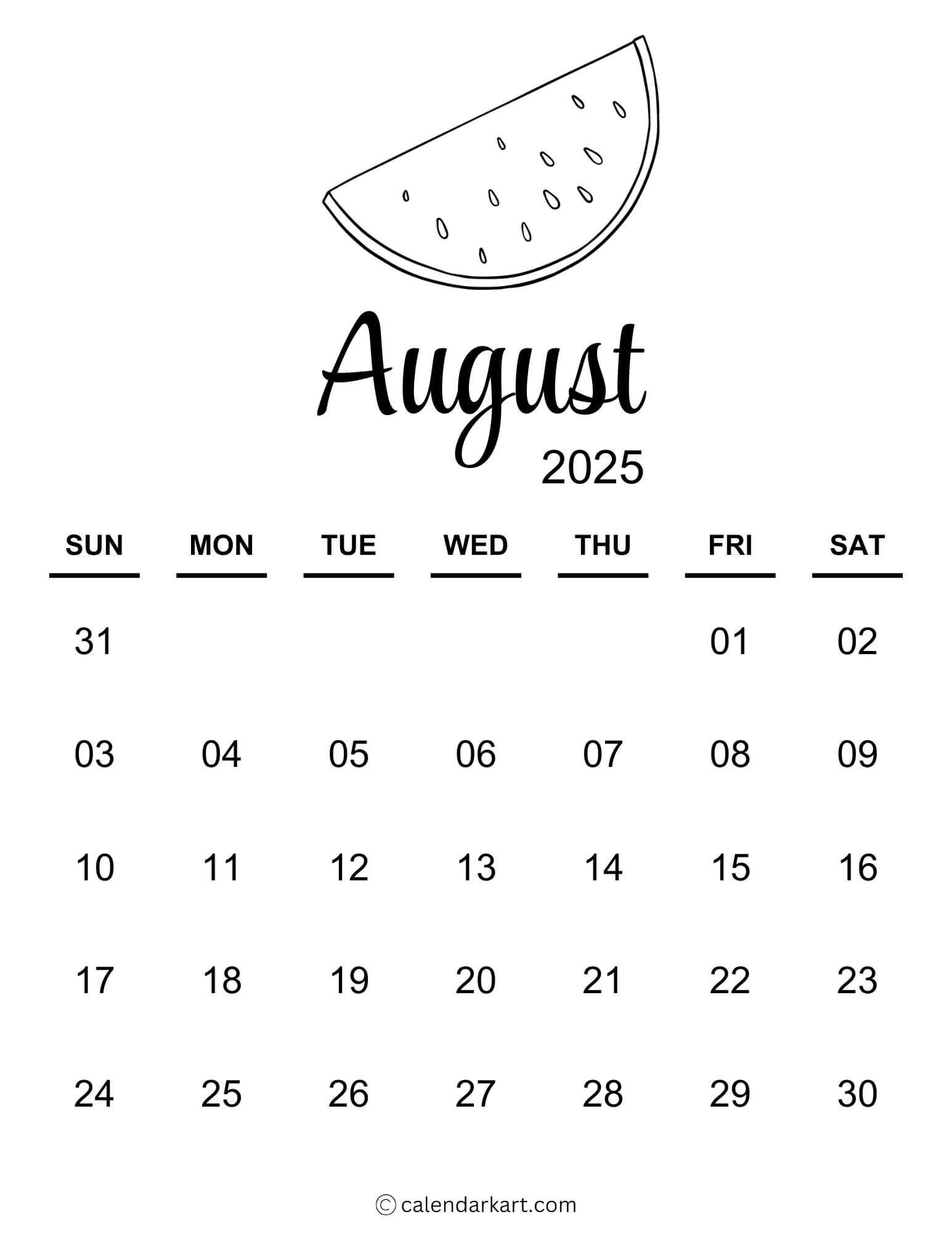 Aesthetic August 2025 Calendar 2