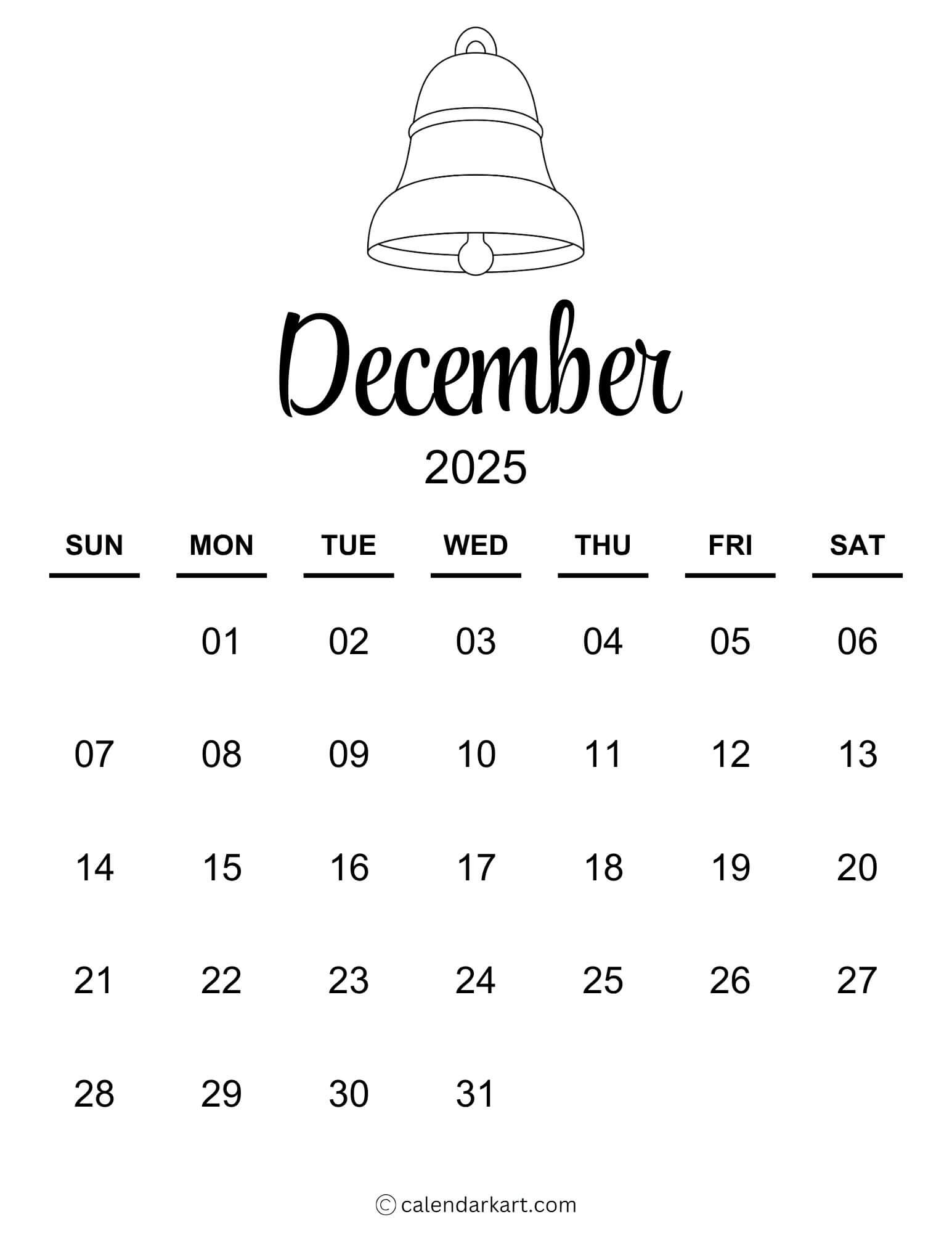 Aesthetic December 2025 Calendar 2