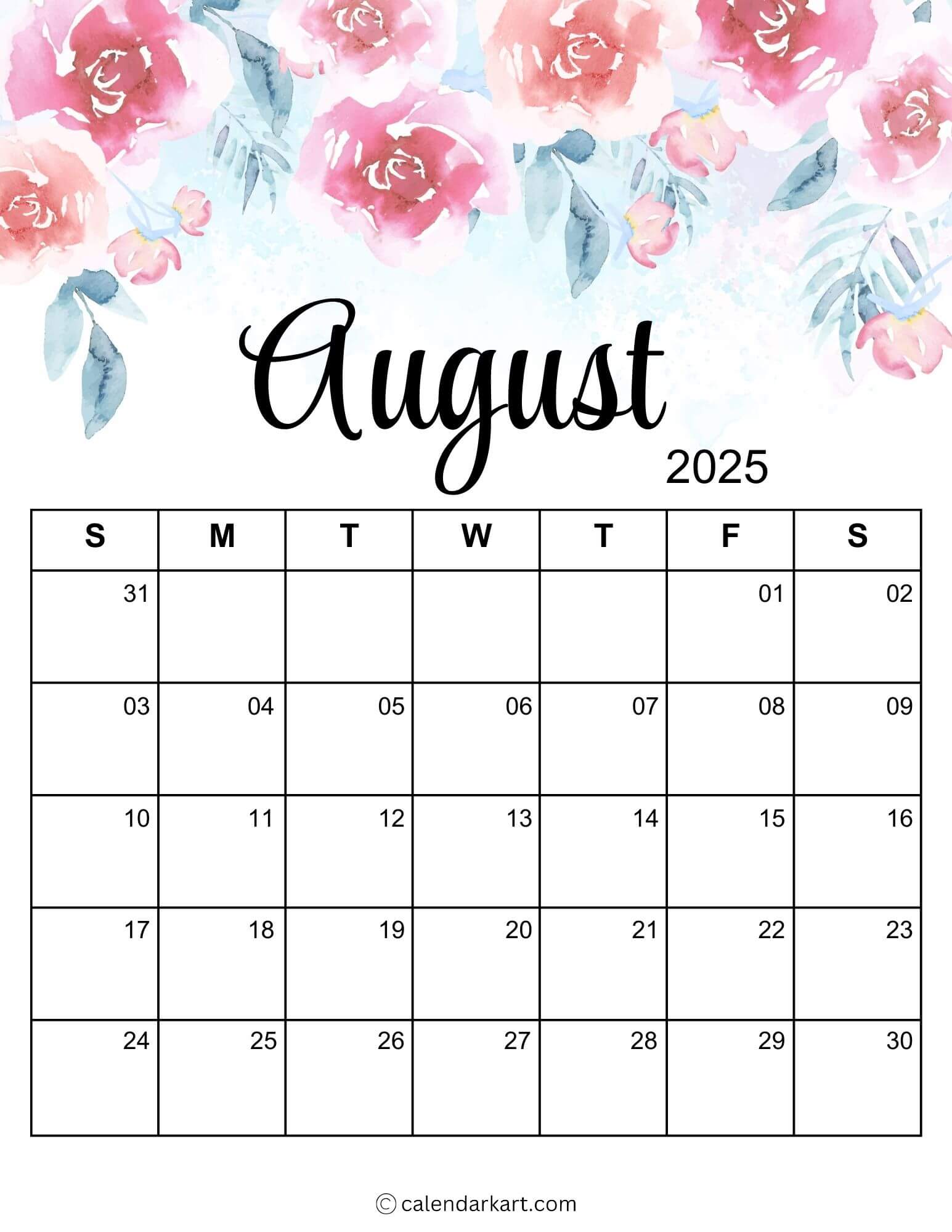 August 2025 Floral Calendar 4