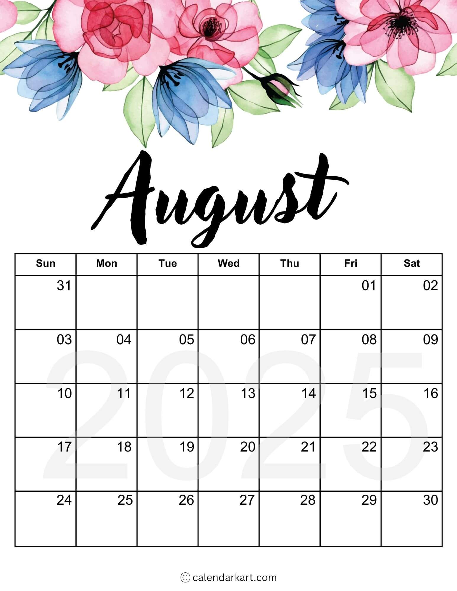 August 2025 Floral Calendar 5