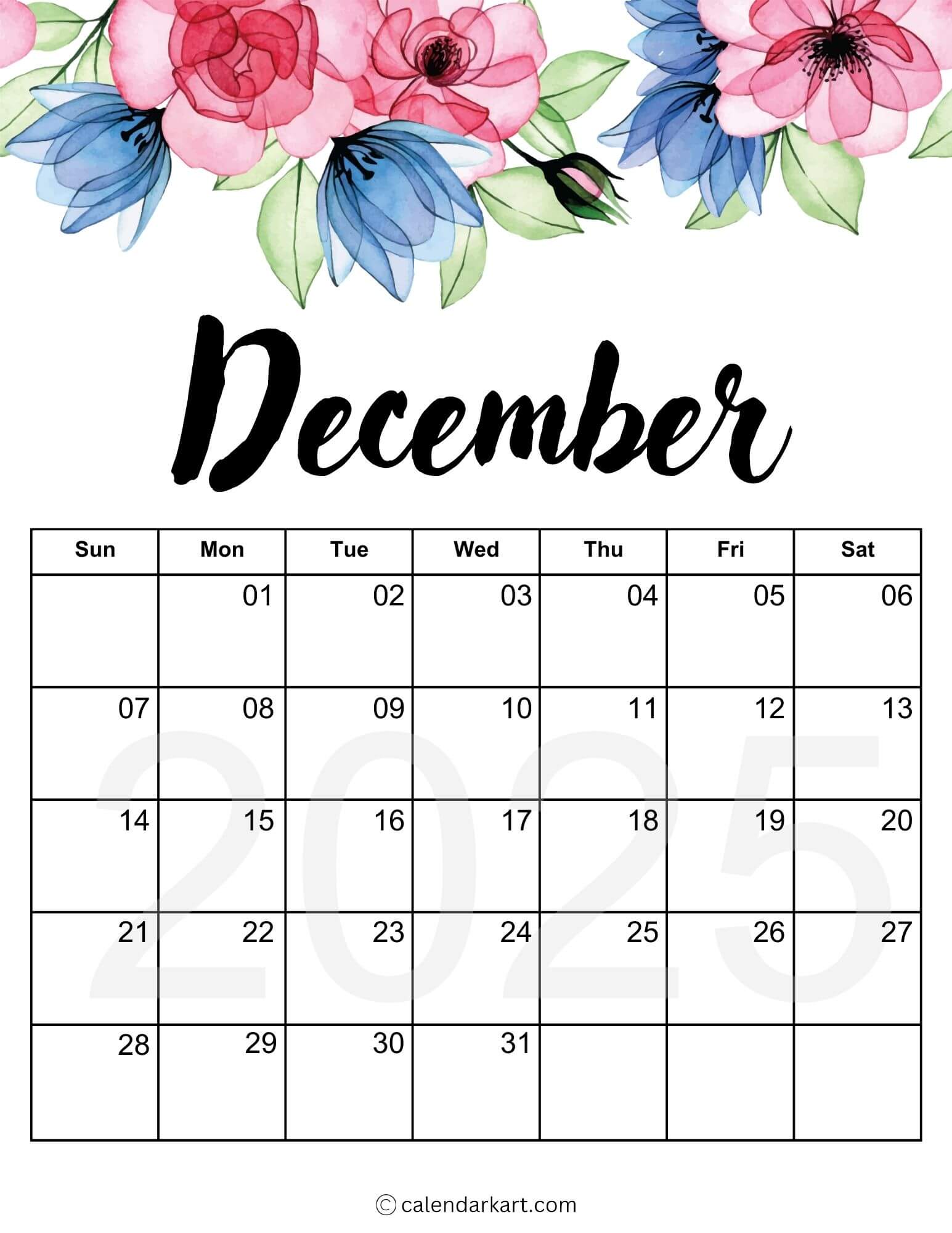 December 2025 Floral Calendar 5