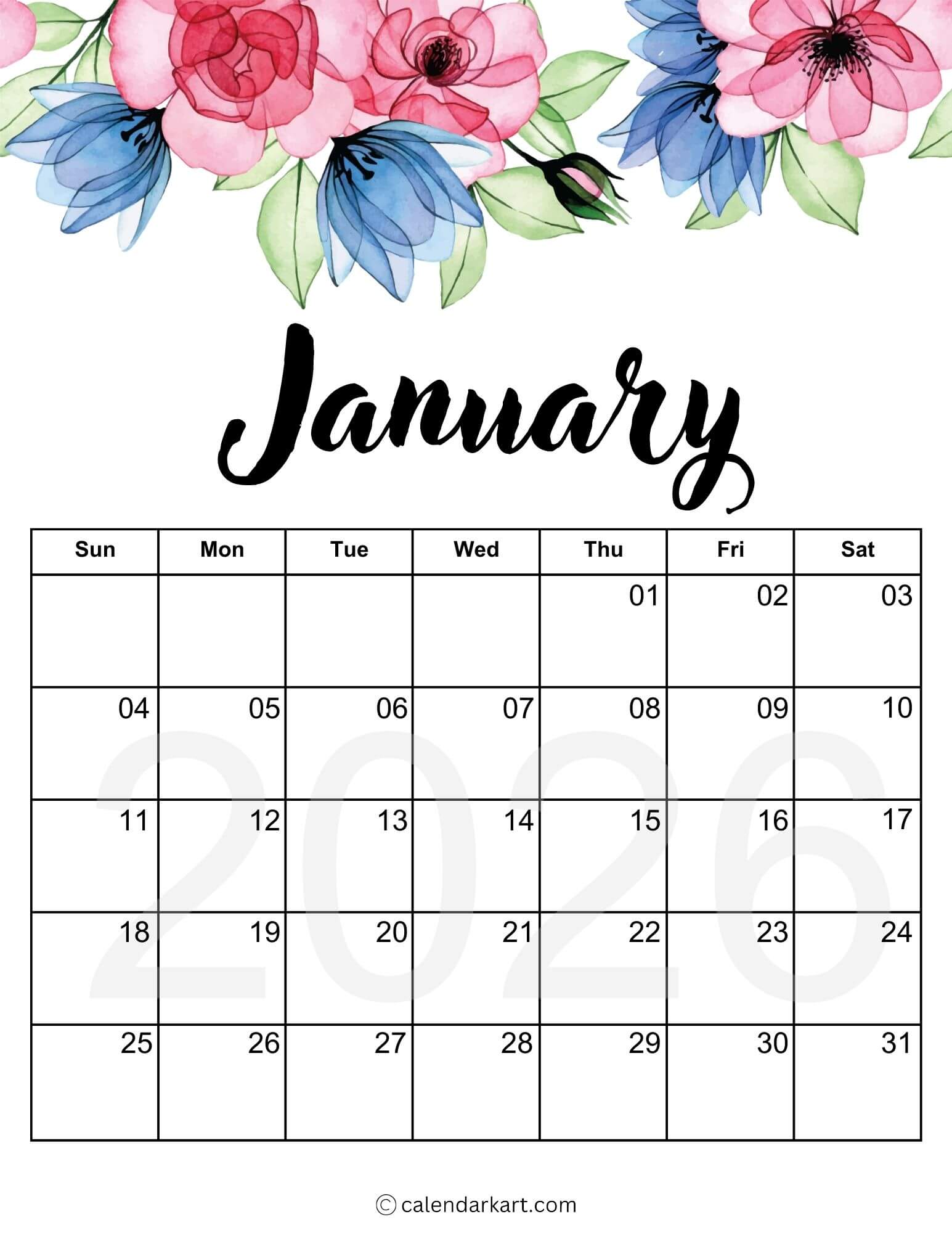 January 2026 Floral Calendar 5