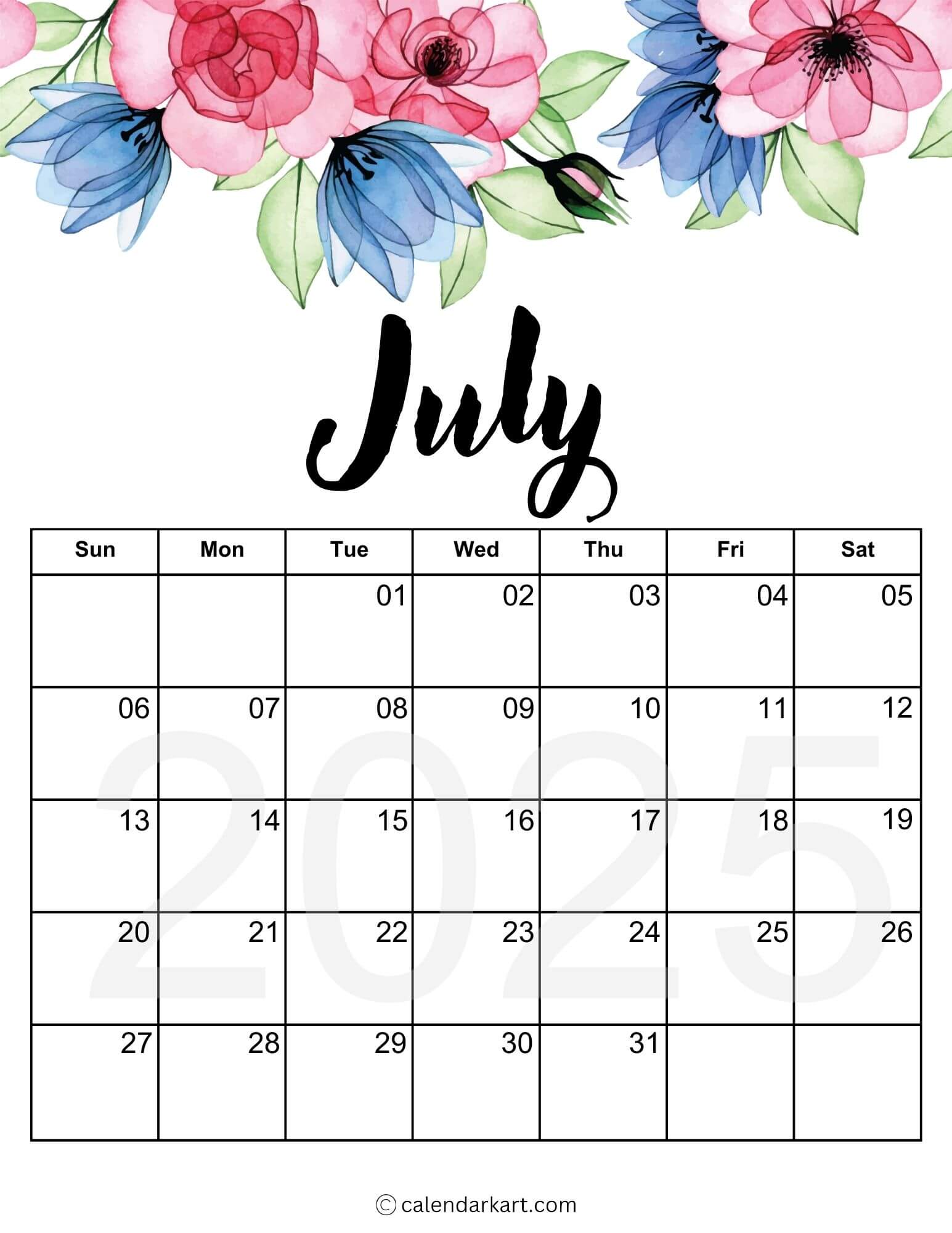 July 2025 Floral Calendar 5