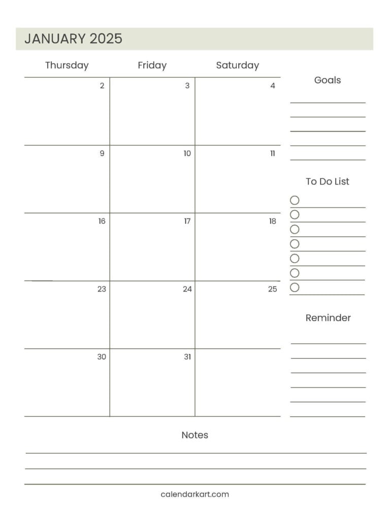 Free Printable 2025 Planner PDF | CalendarKart