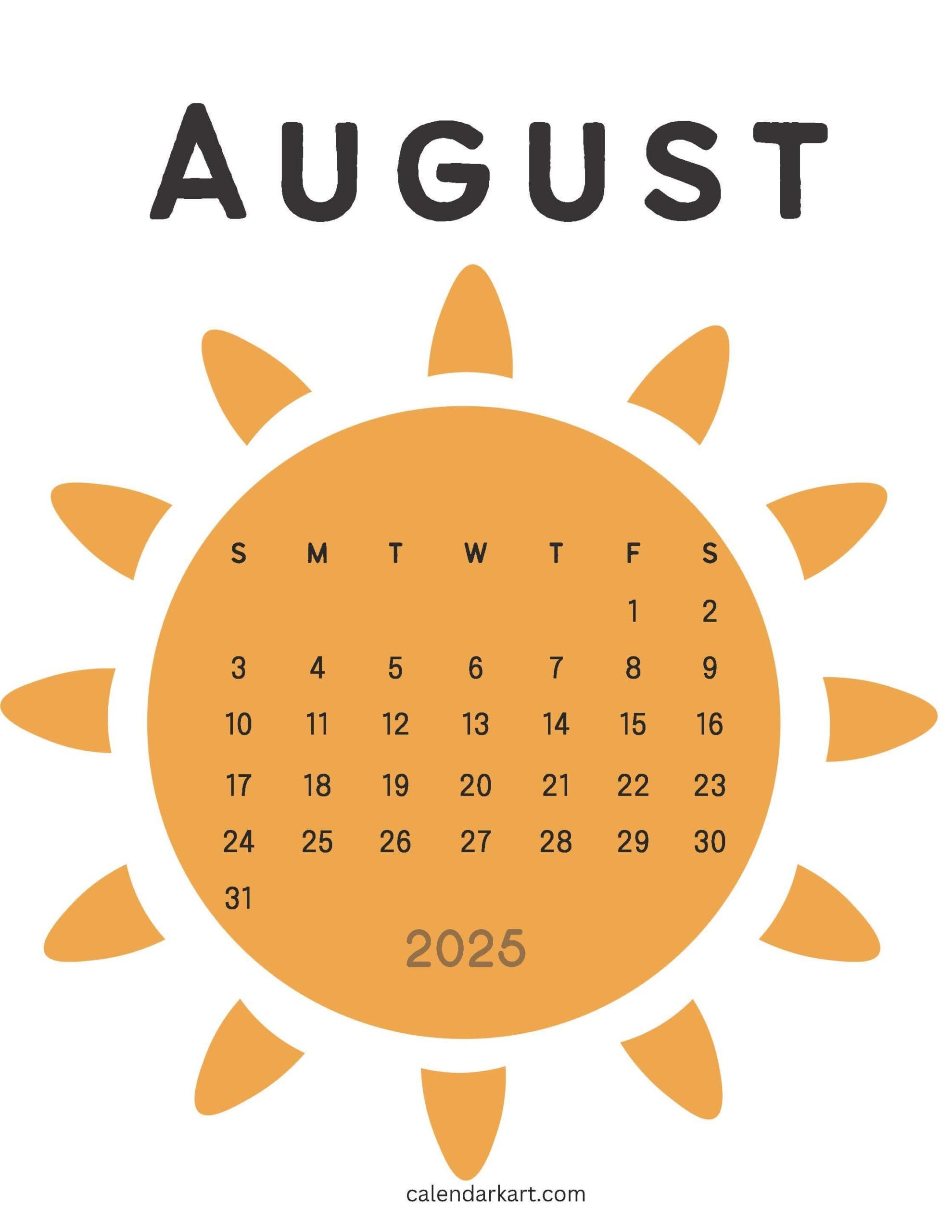 Aesthetic August 2025 Calendar 3