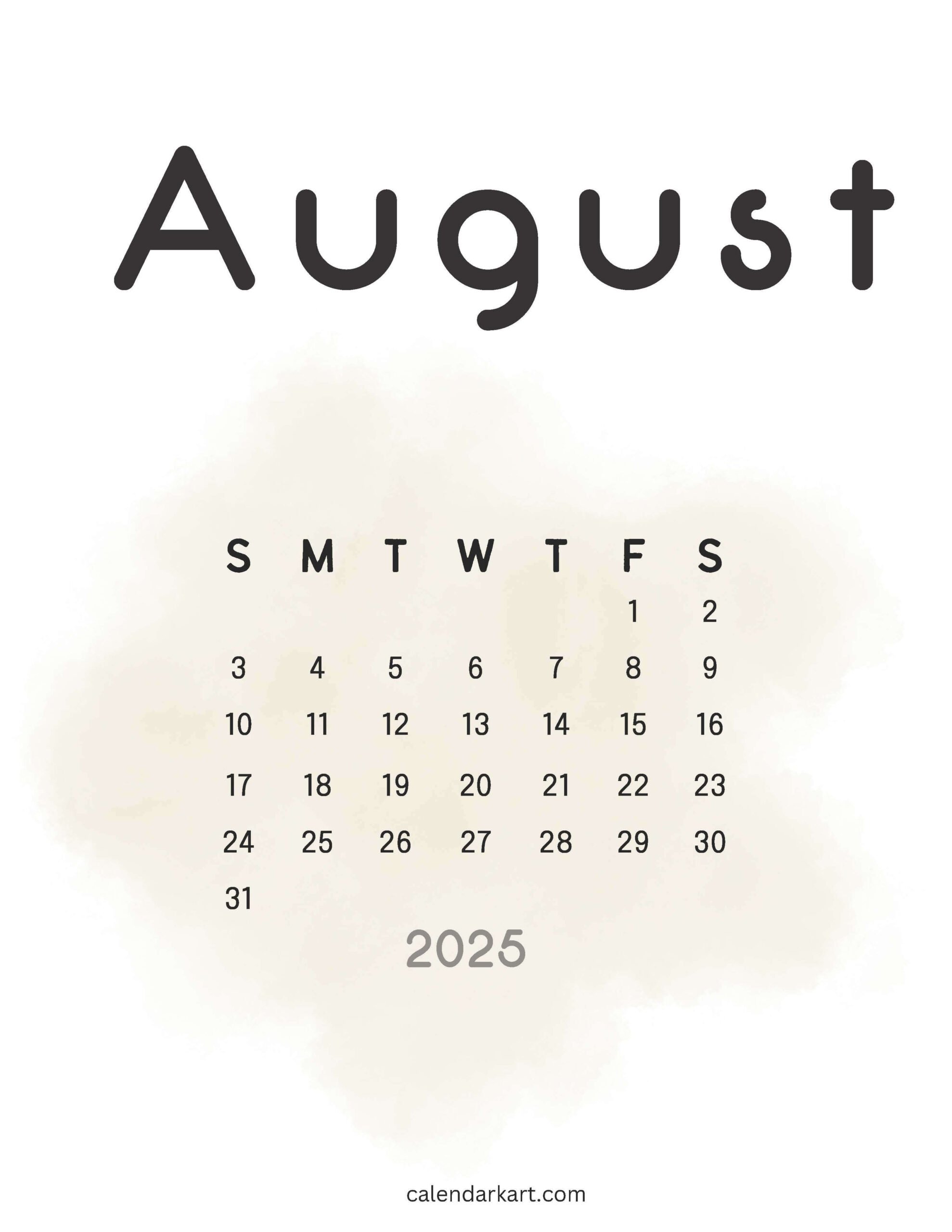 Aesthetic August 2025 Calendar 4