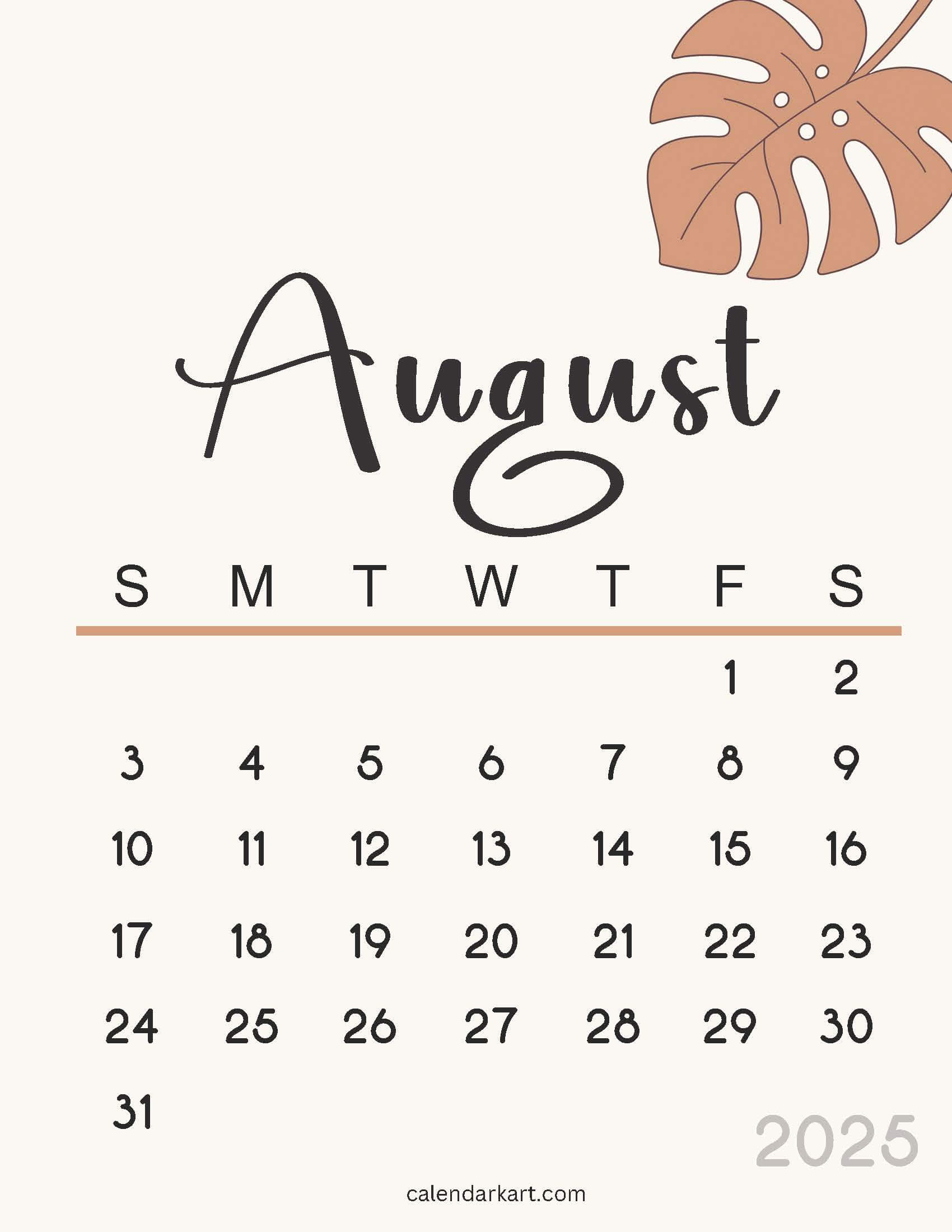 Aesthetic August 2025 Calendar 5