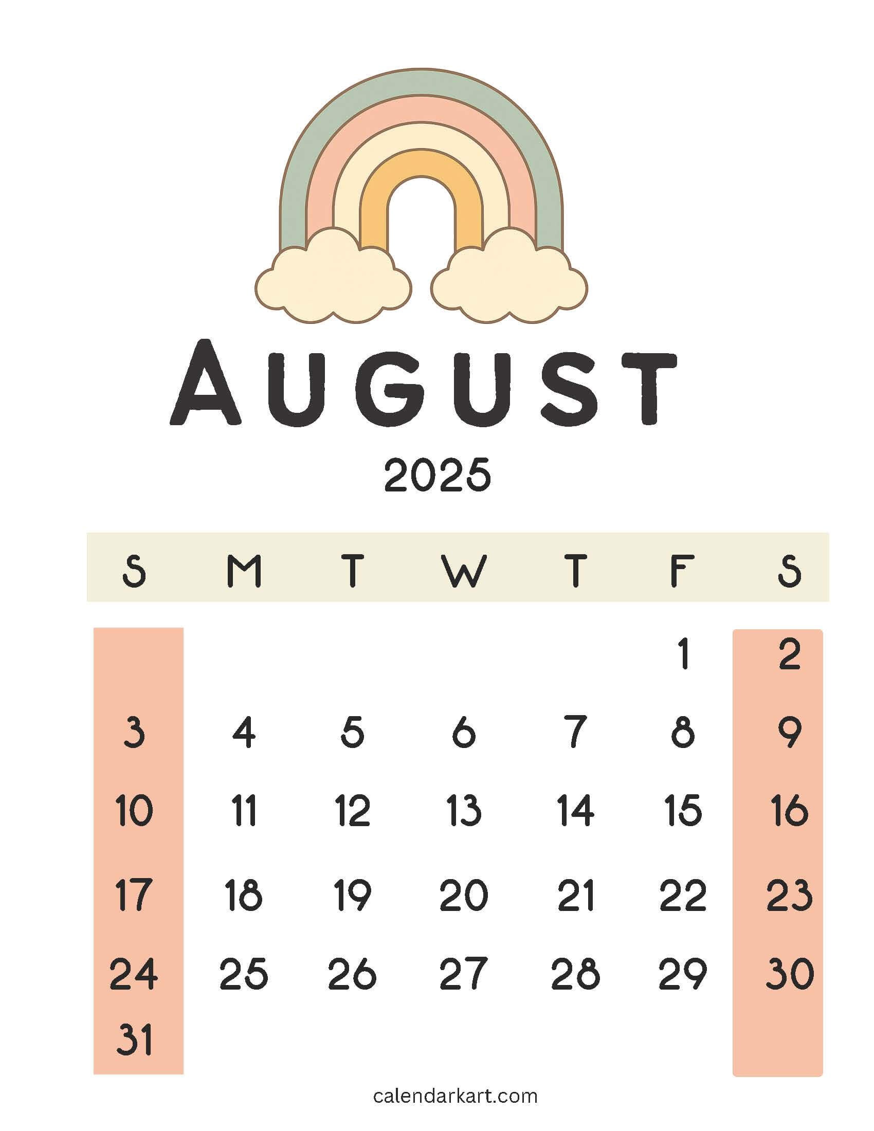 Aesthetic August 2025 Calendar 6