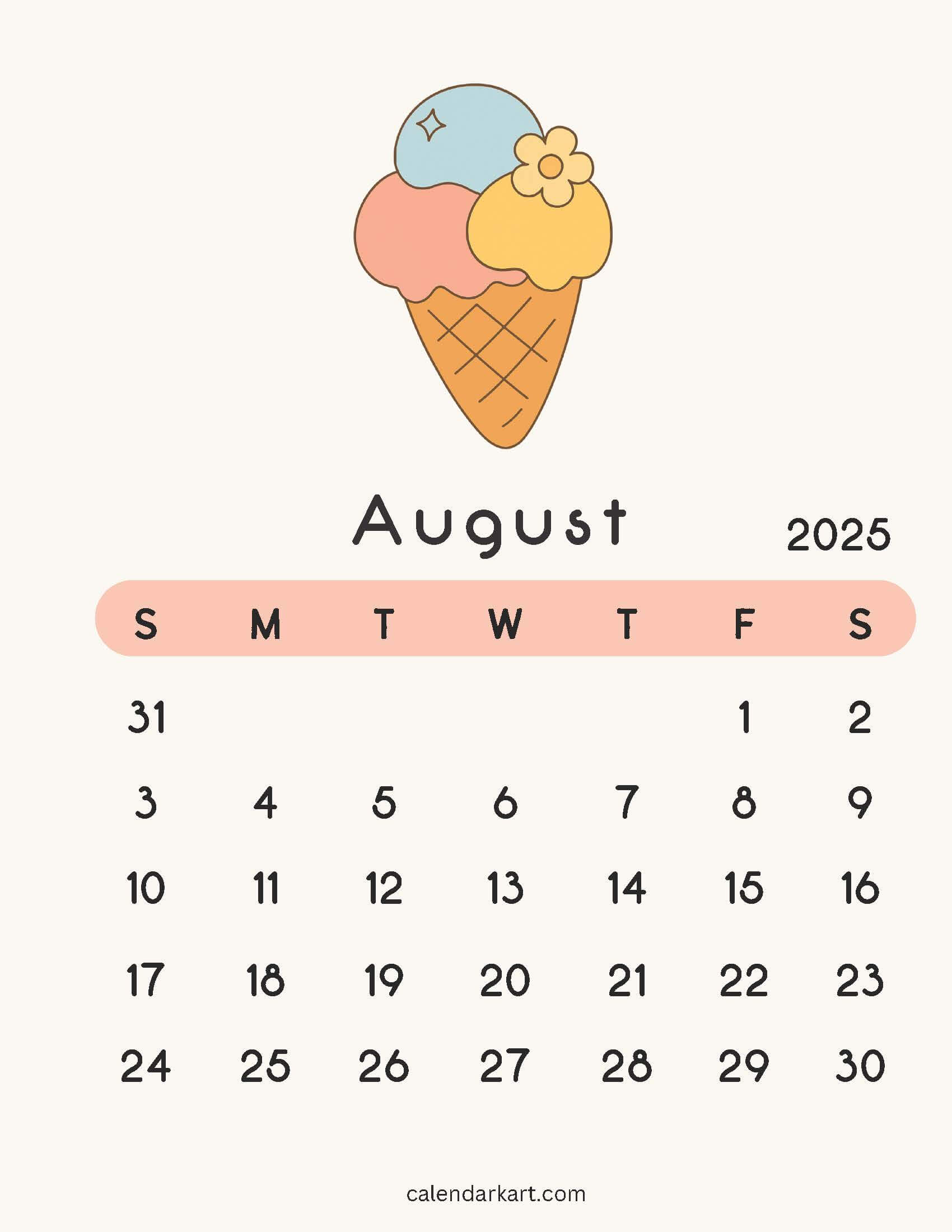 Aesthetic August 2025 Calendar 8