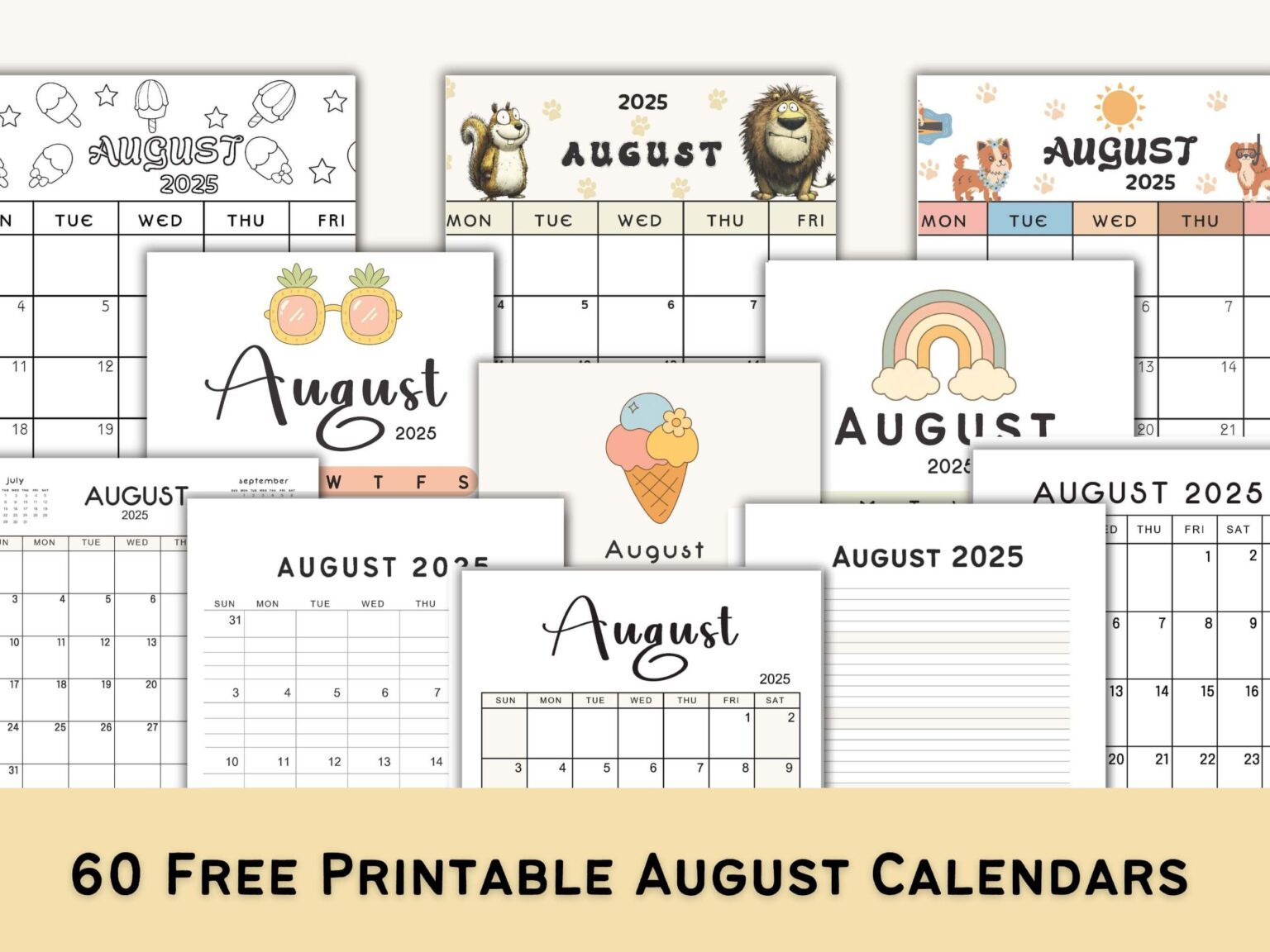 August 2025 Printable Calendars | Download Free PDF - CalendarKart