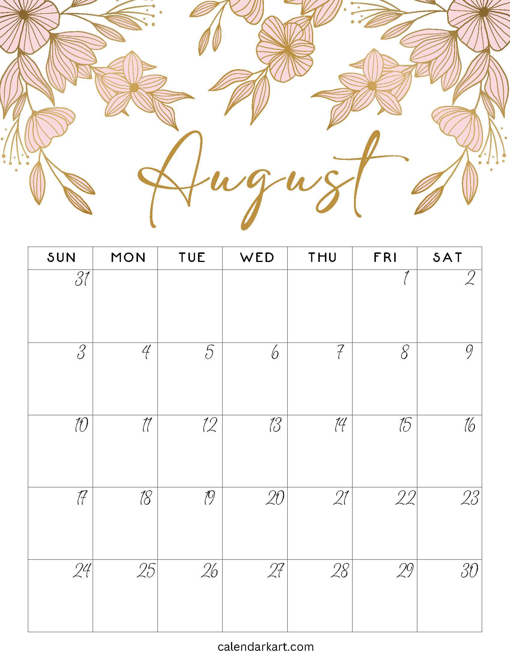 August 2025 Calendar Floral 4