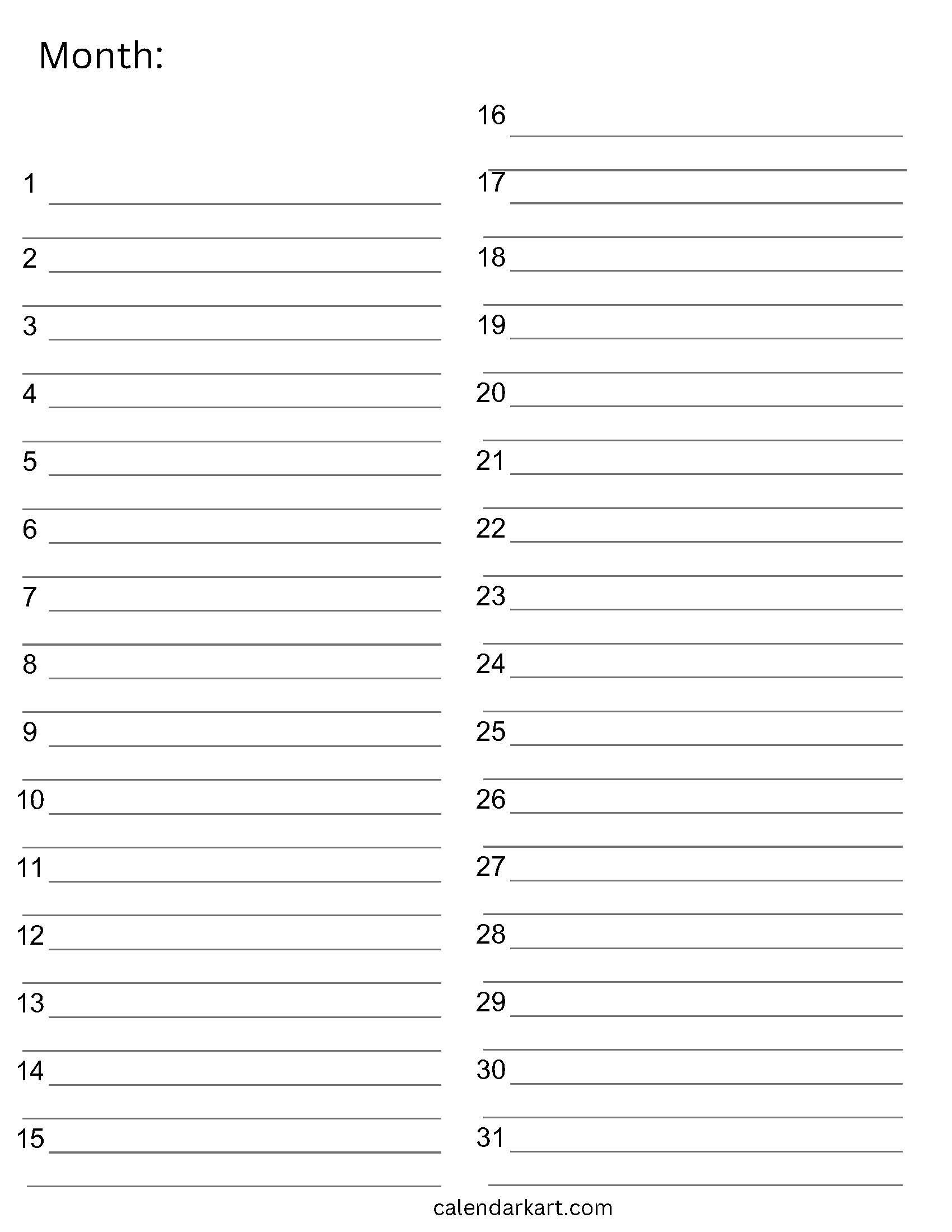 Blank Minimal Calendar 3