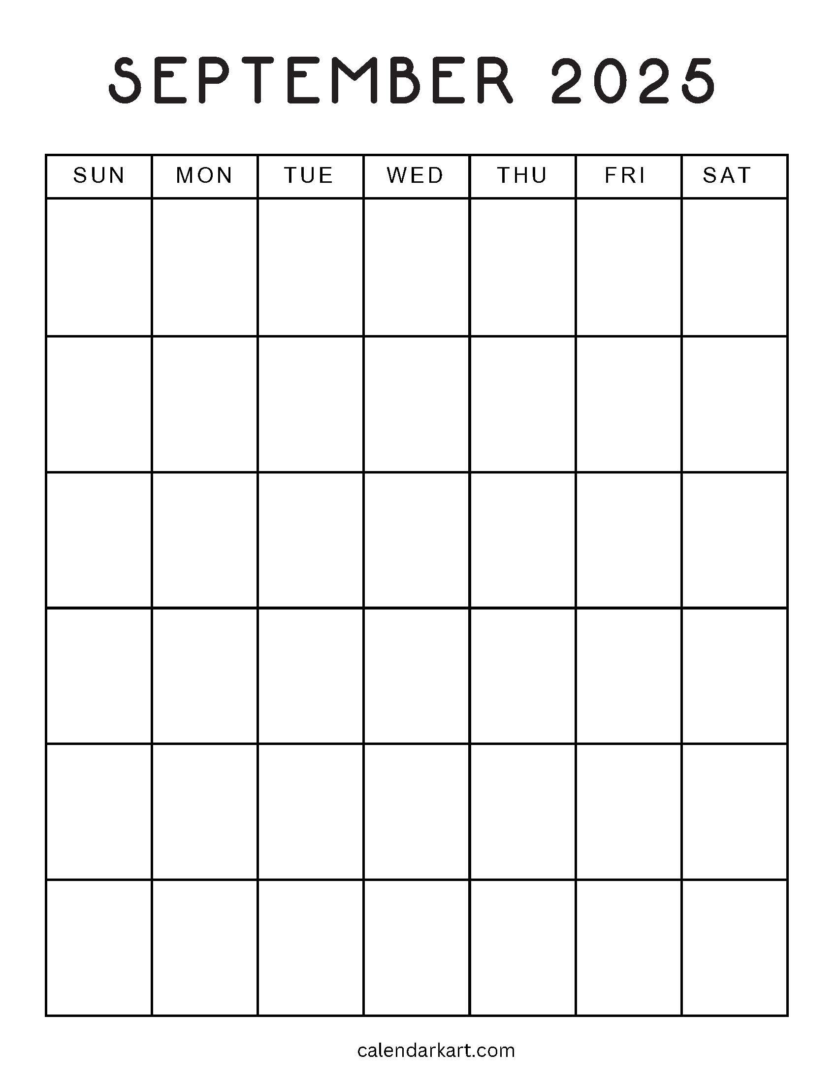 Blank September 2025 Calendar 7