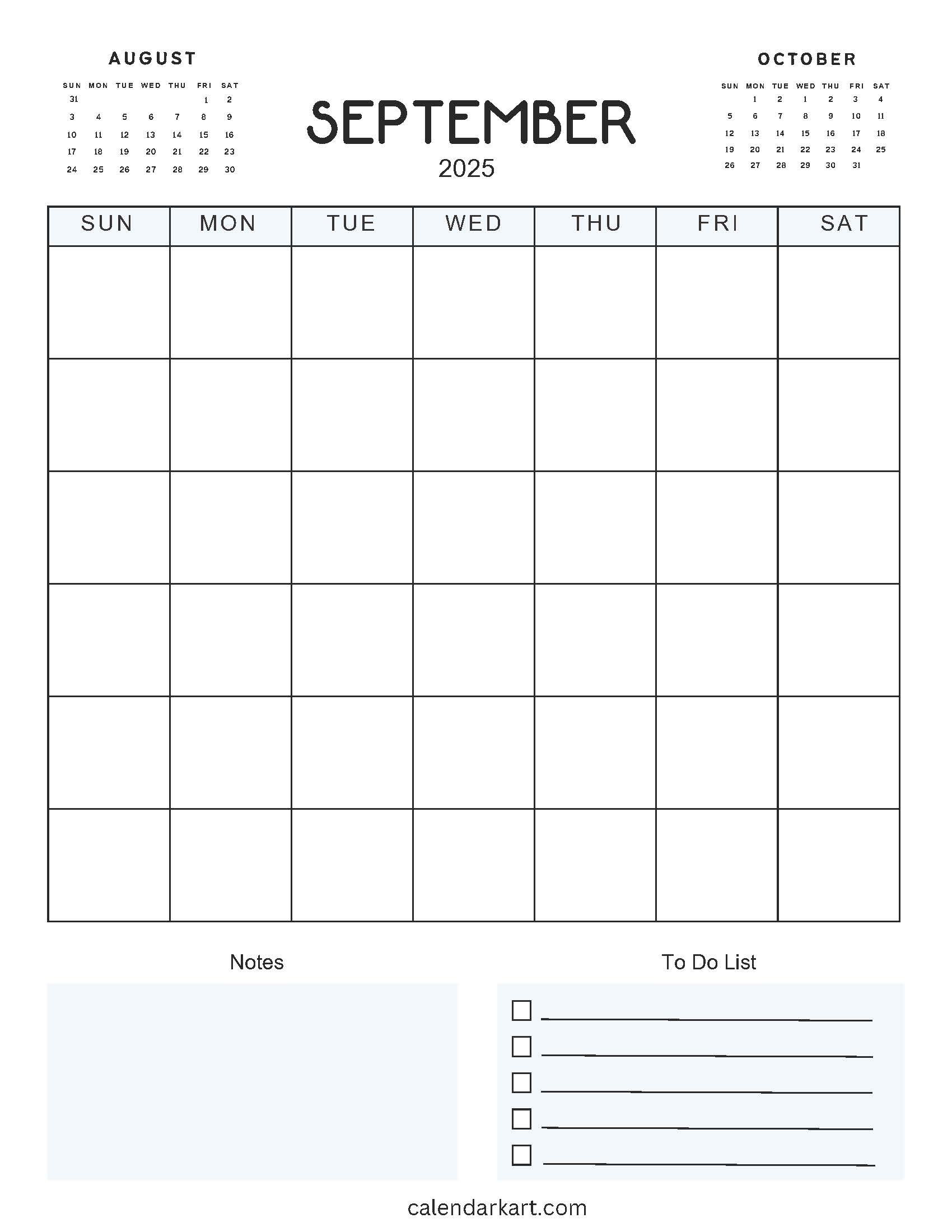 Blank September 2025 Calendar 9