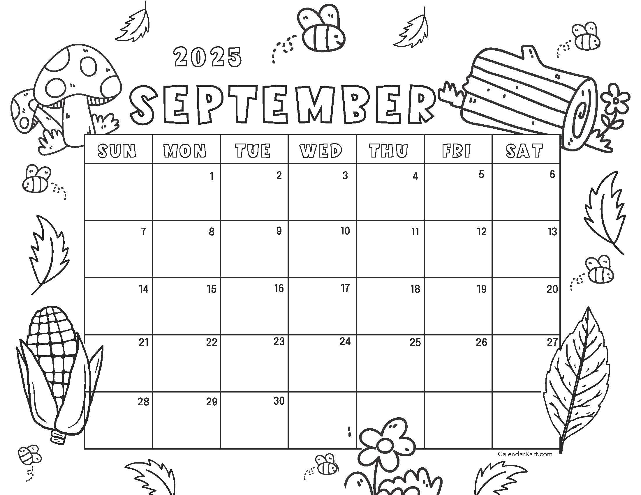 September 2025 Coloring Calendar 1