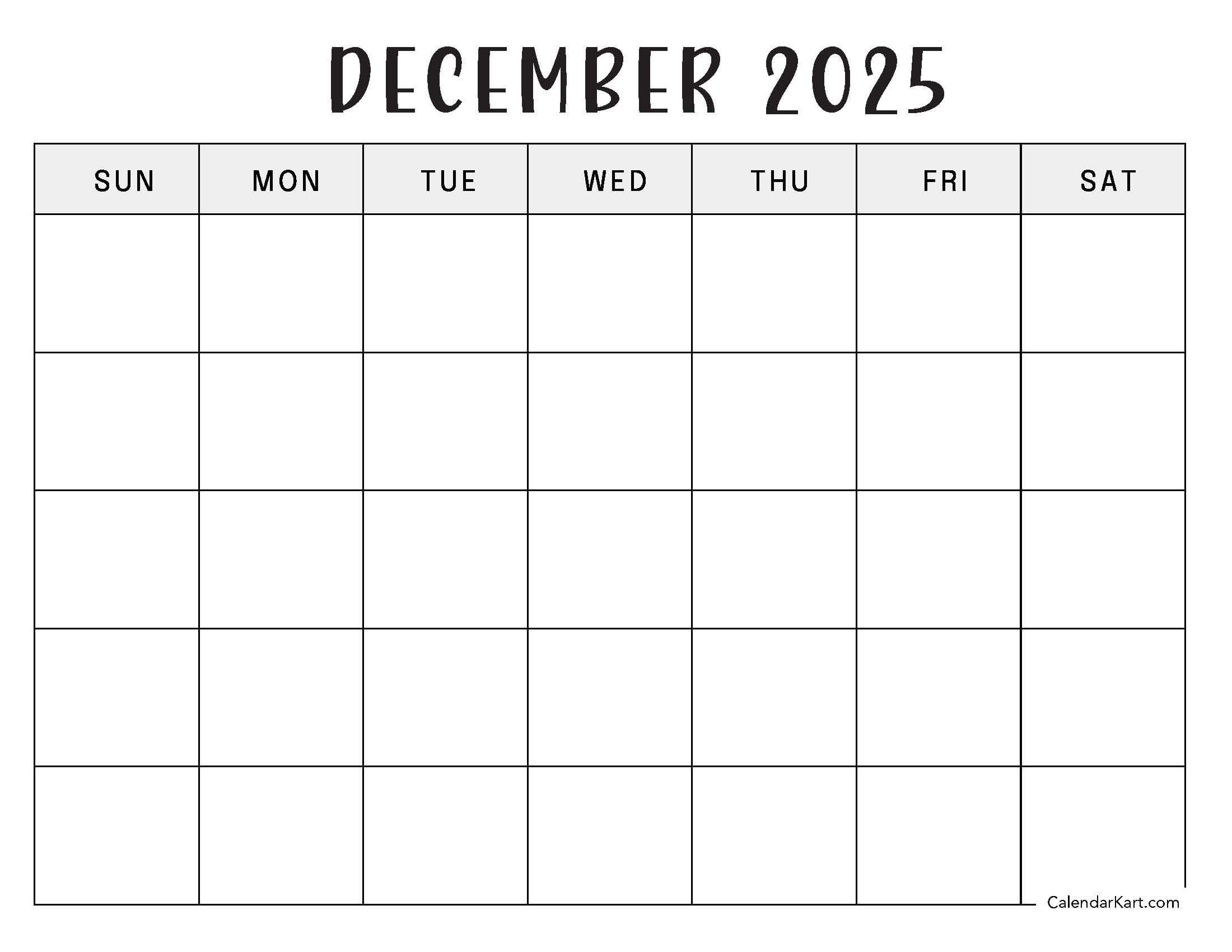 Blank December 2025 Minimal