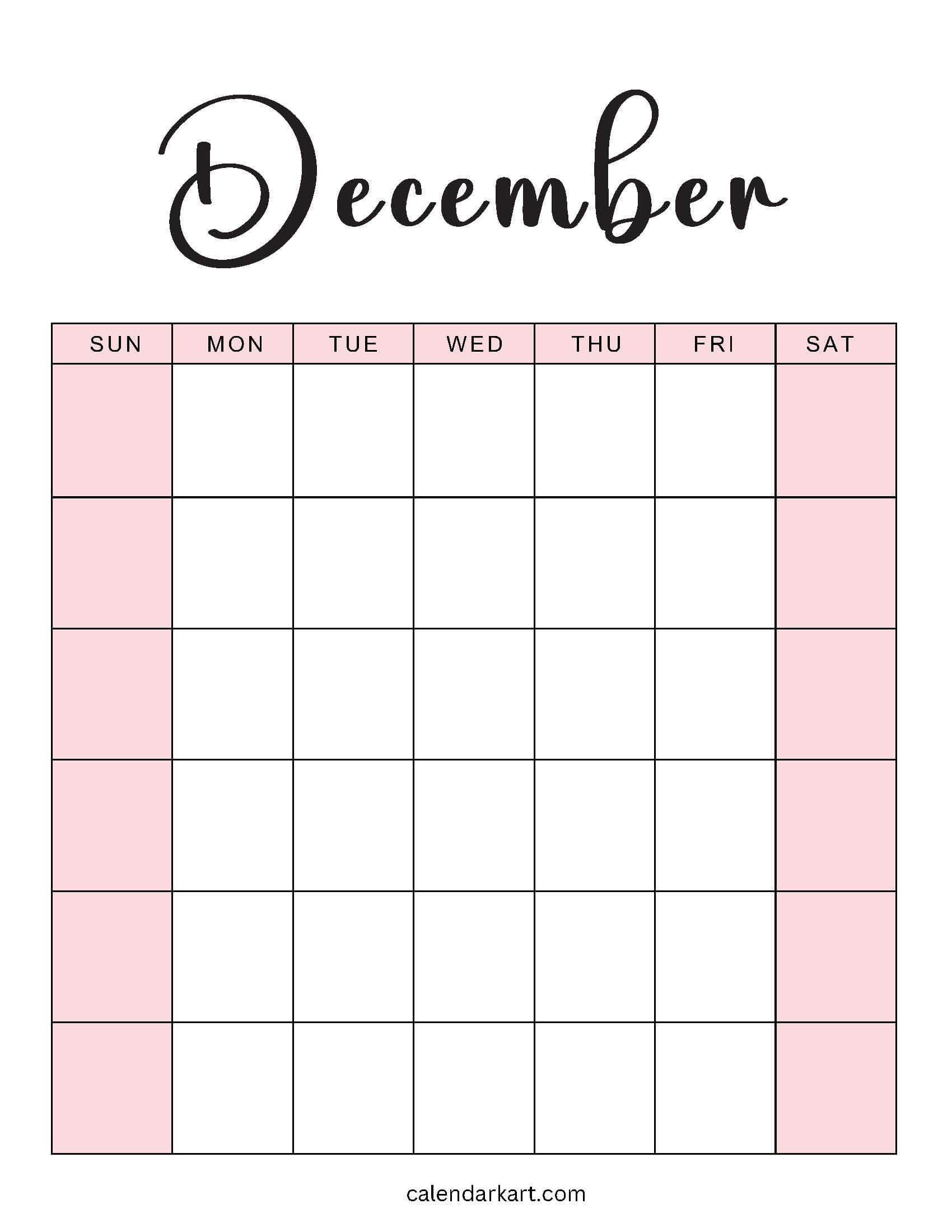 Blank December 2025 Shaded