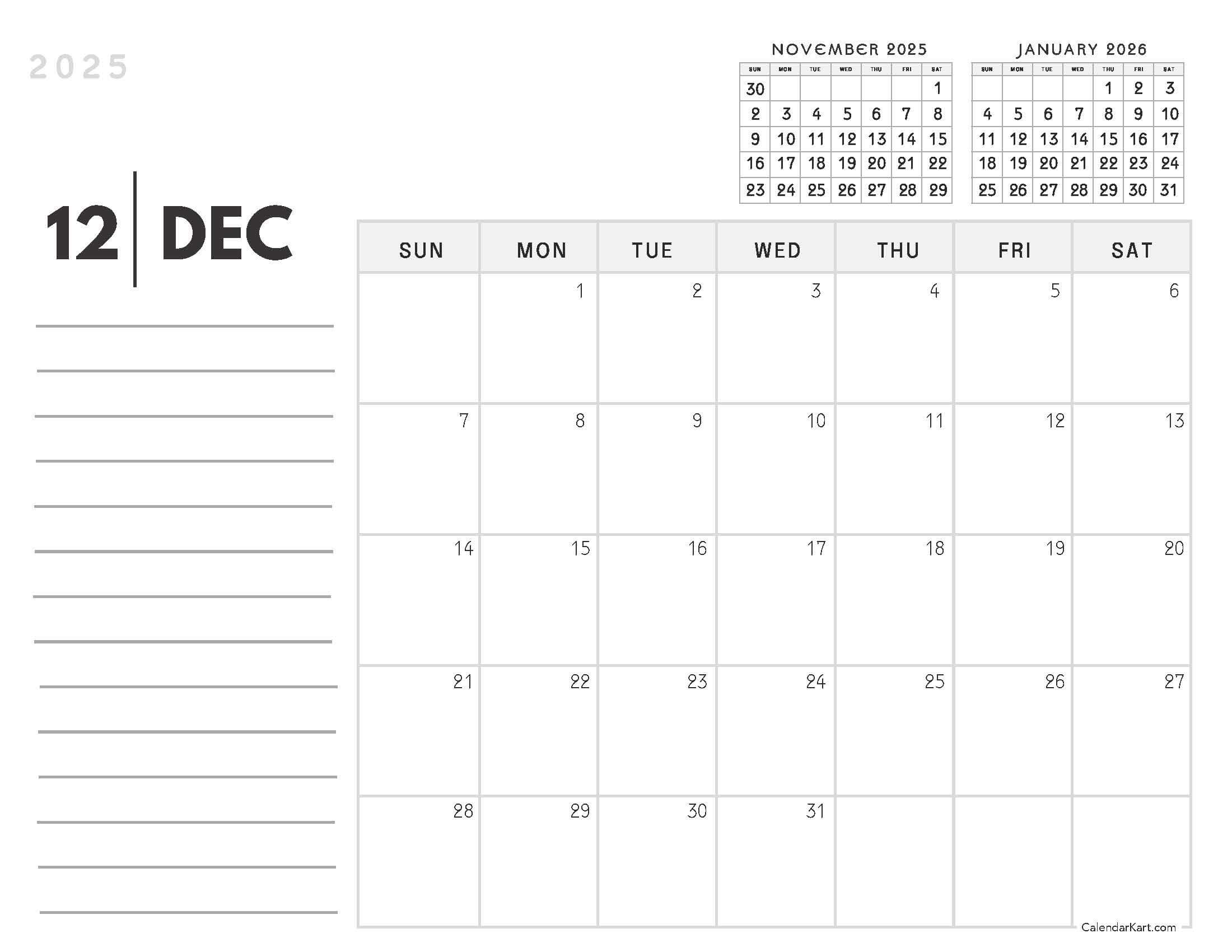 December 2025 Calendar Corporate