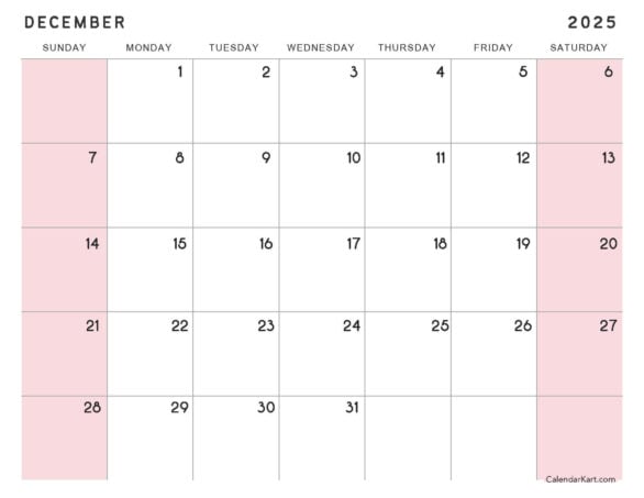 December 2025 Calendar Extra Large