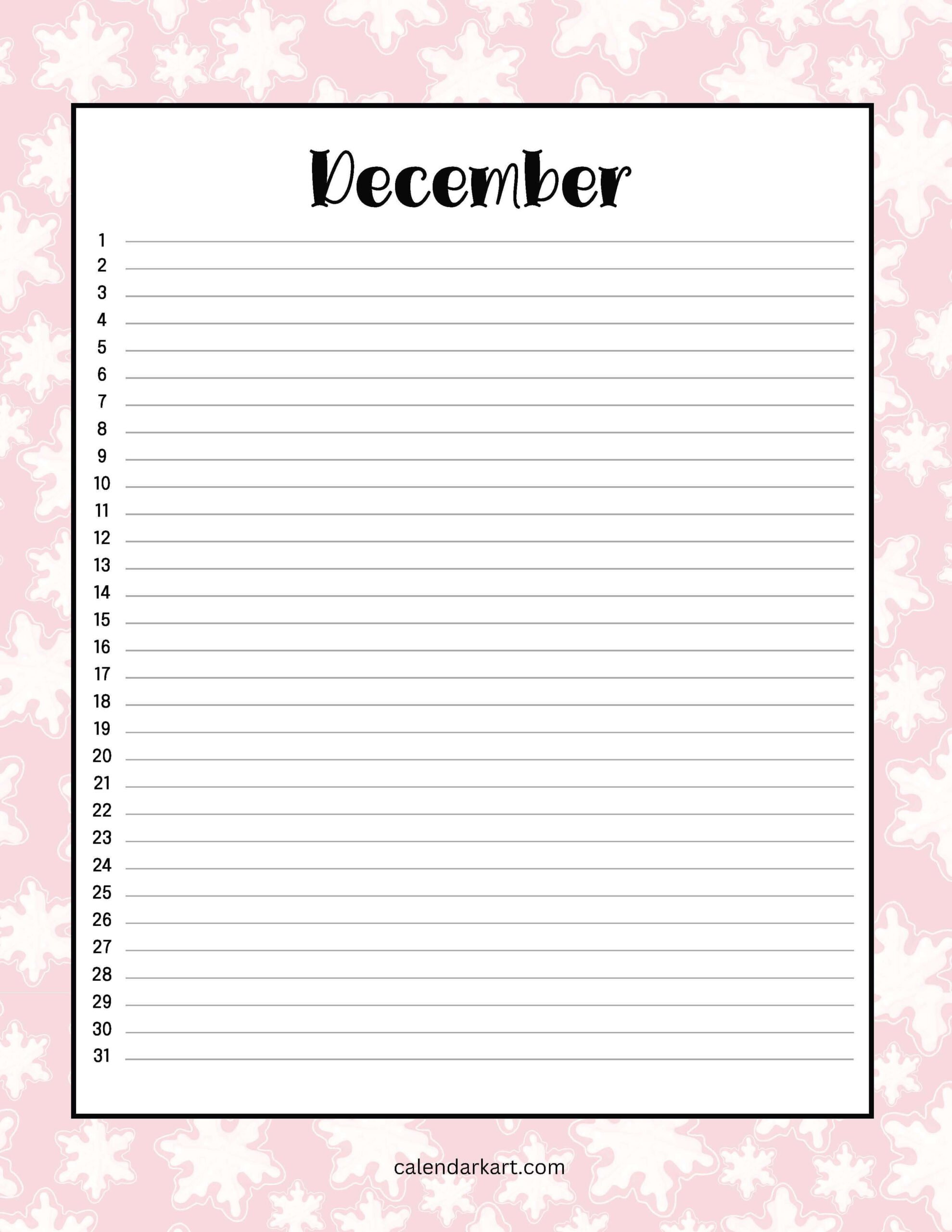 December 2025 Calendar Perpetual