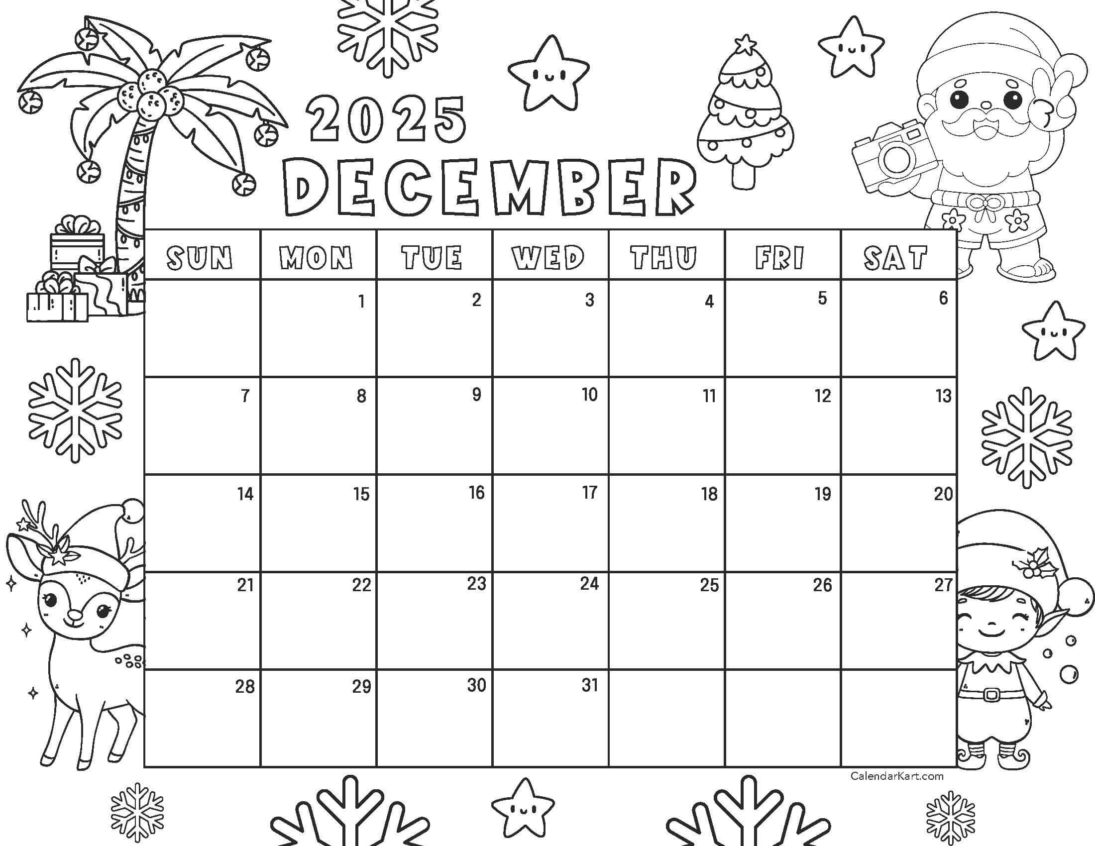 December 2025 Coloring Calendar