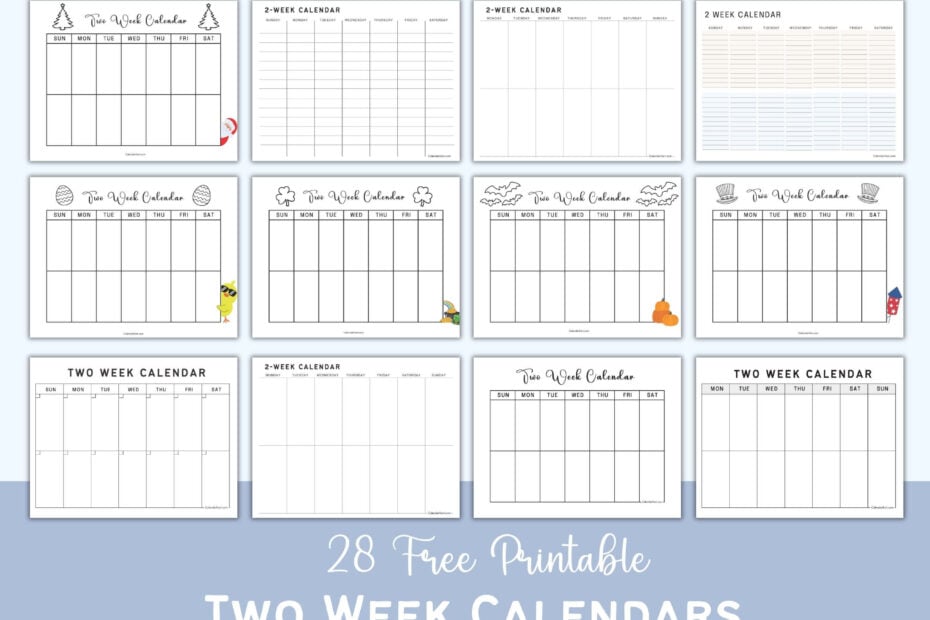 Free Printable Two Week Calendars - Calendarkart