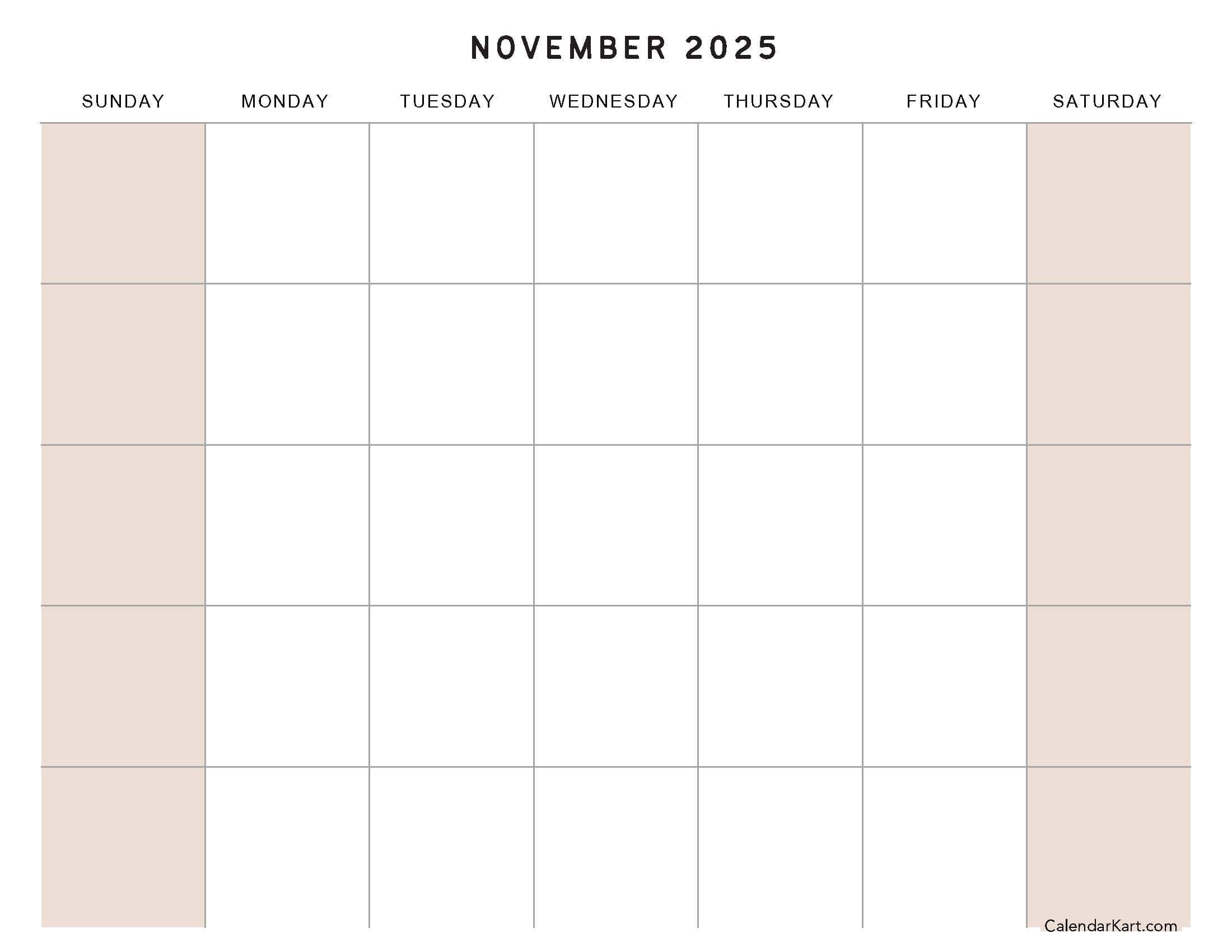 November 2025 Calendar Blank 5