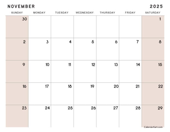 November 2025 Calendar Extra Large