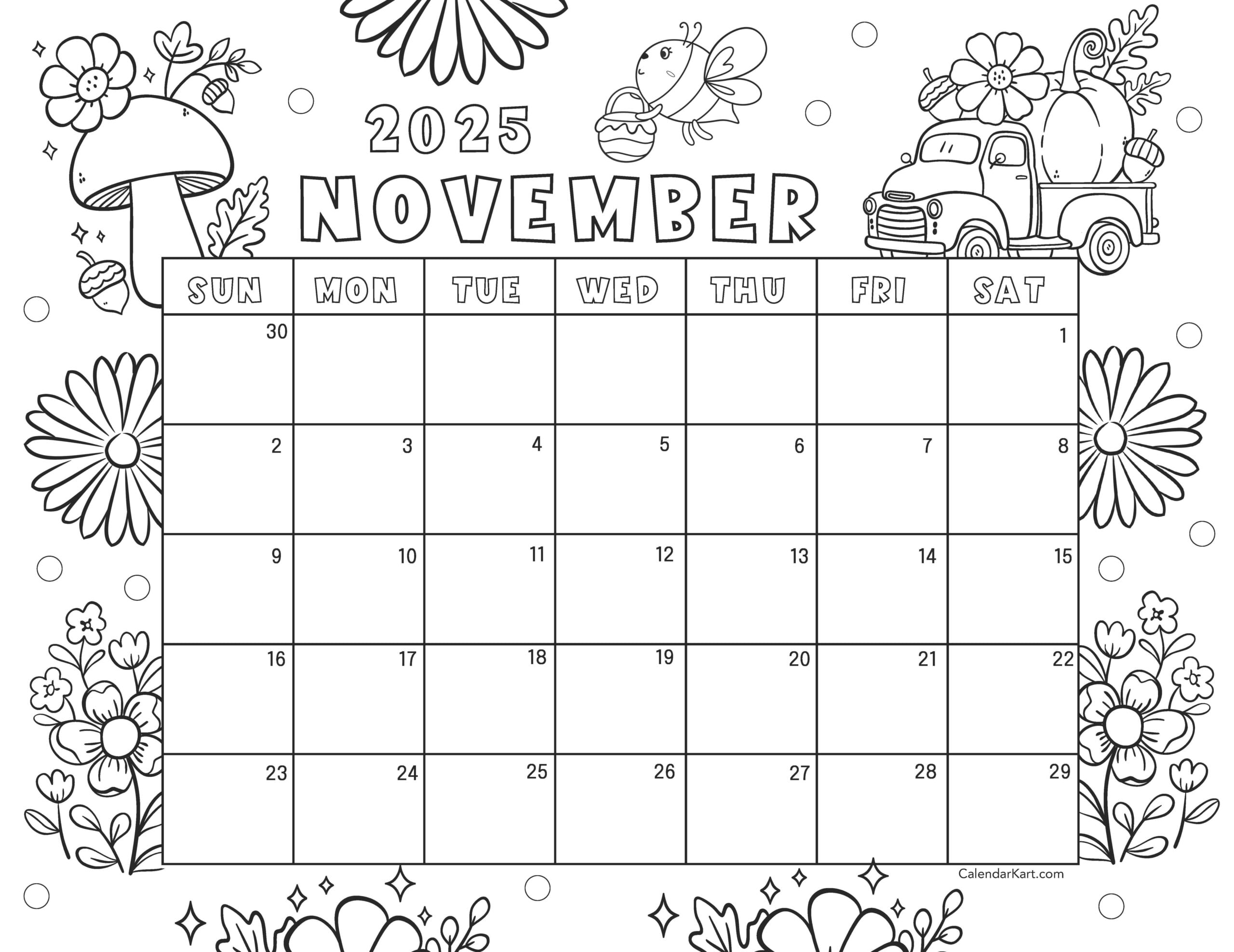 November 2025 Coloring Calendar