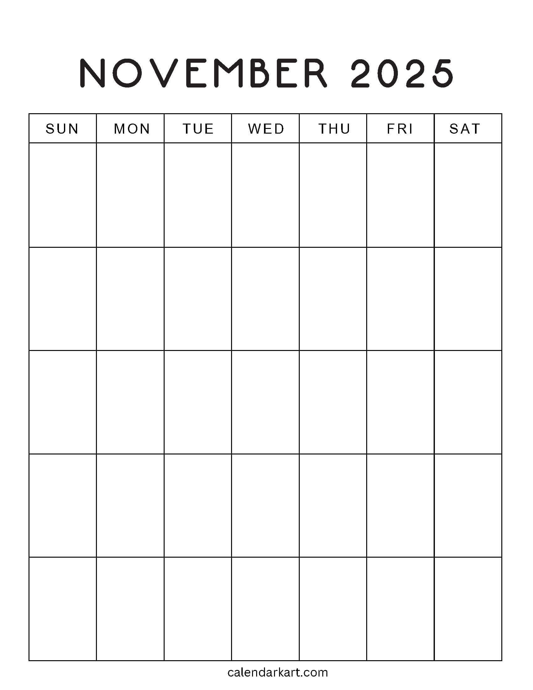 Printable Blank November 2025 Calendar 3
