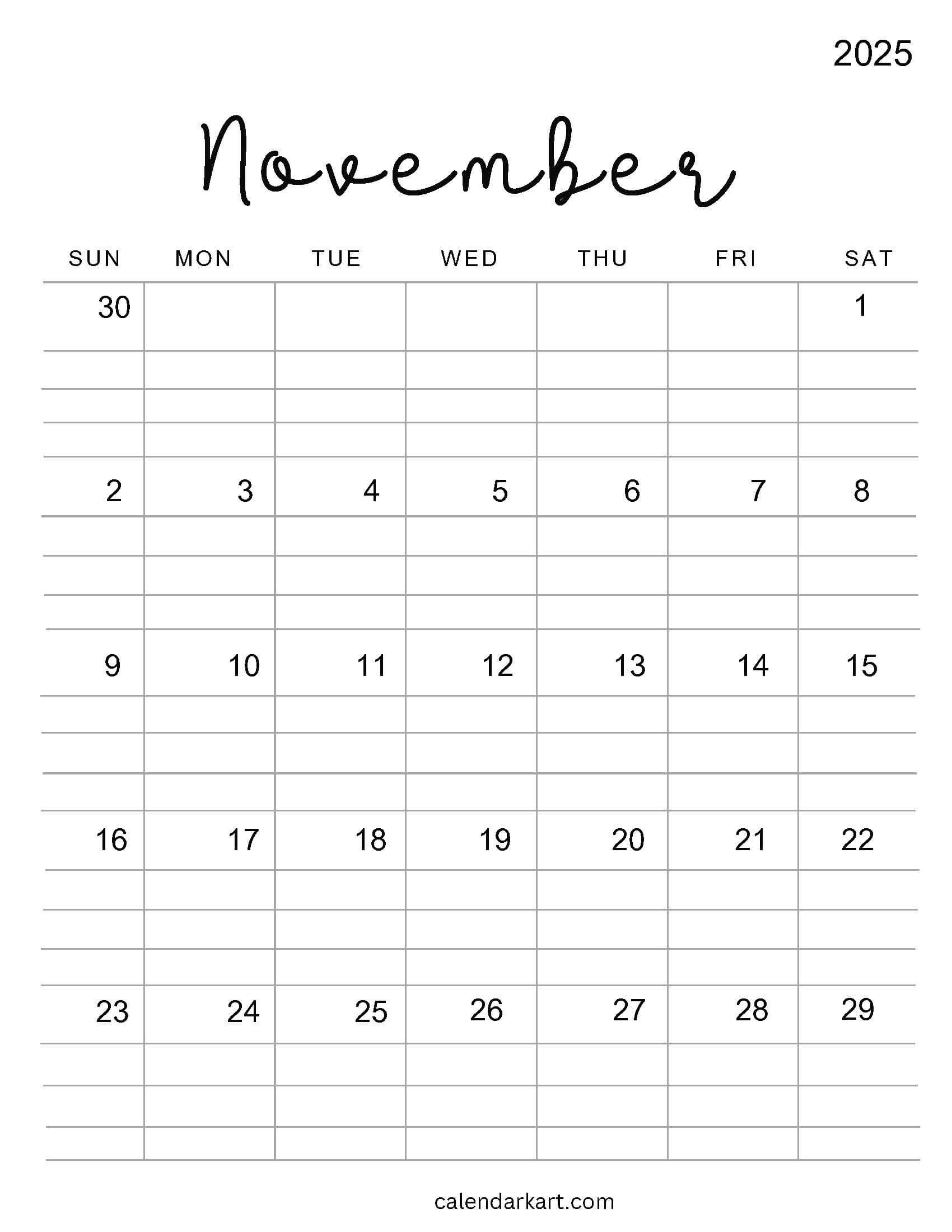 Printable November 2025 Calendar 5