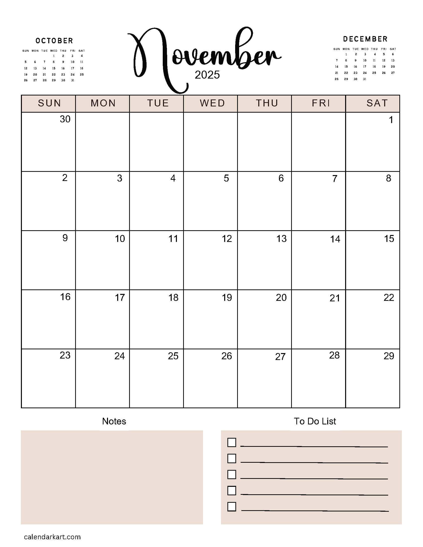 Printable November 2025 Calendar 9